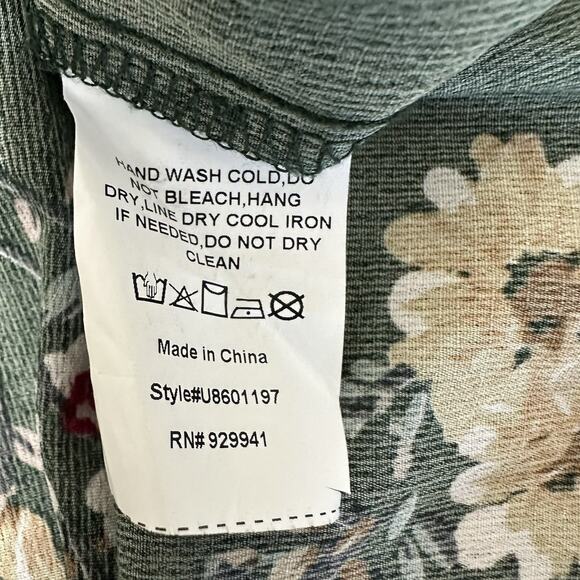 Suzanne Betro Weekend Top Women 1X Green Floral Cottagecore Peasant Boho Flowy - Picture 11 of 12